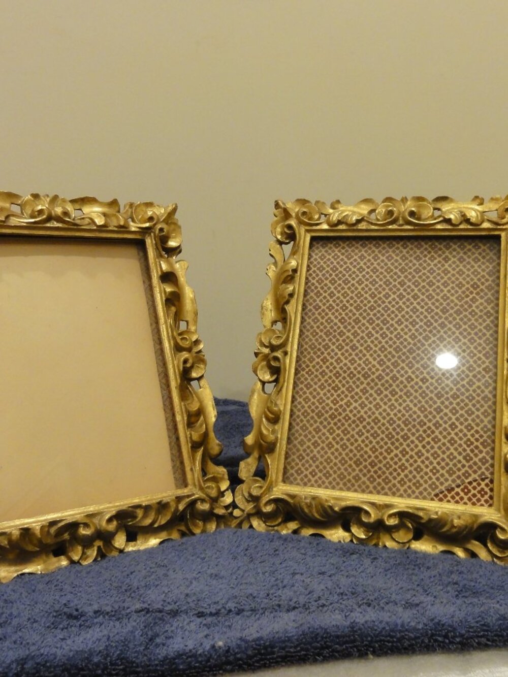 Vintage Baroque Scroll Hand Carved Square Wooden Frames 12"x9.5" G.B. Florence